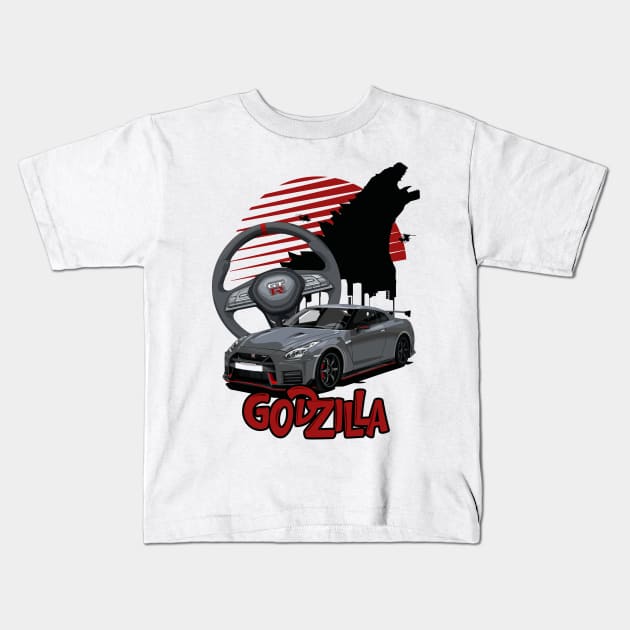 Nissan GT-R Godzilla Vector Kids T-Shirt by Ajie Negara